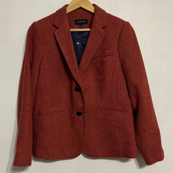 Talbots Aberdeen Jacket Women’s 10 Rust Orange Blazer Wool Blend Twill - Picture 1 of 8